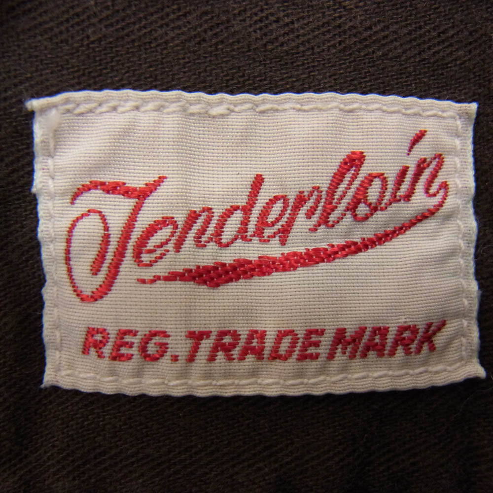 TENDERLOIN テンダーロイン T-G.S SHT ロゴワッペン付き ヘリンボーン 長袖 ワークシャツ ブラウン系 M【中古】