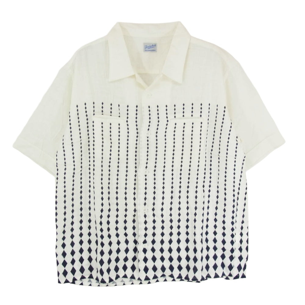 TENDERLOIN テンダーロイン T-ATOMIC SHT D ダイヤ柄 レーヨン アトミック 半袖 オープンカラーシャツ ホワイト系 M【中古】