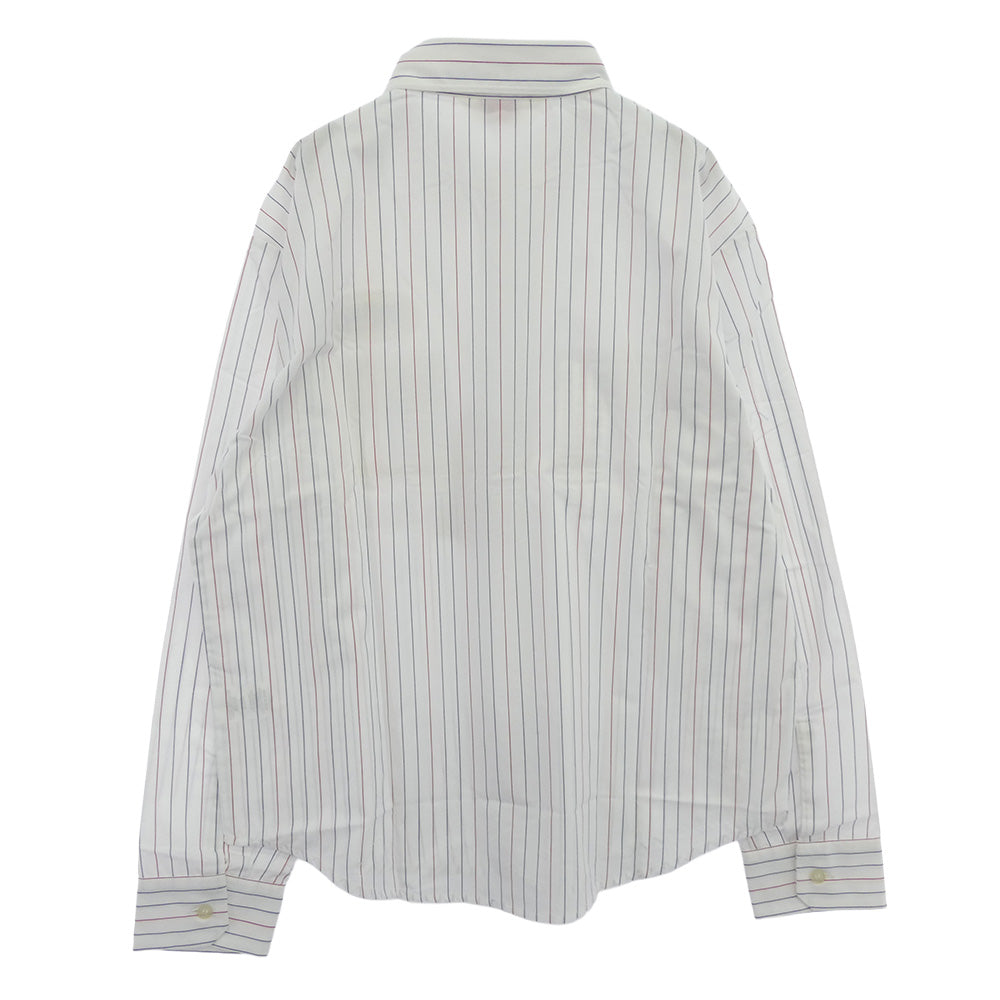 TENDERLOIN テンダーロイン T-WORK SHT U ロゴワッペン付き 長袖 ワークシャツ ストライプ ホワイト系 M【中古】