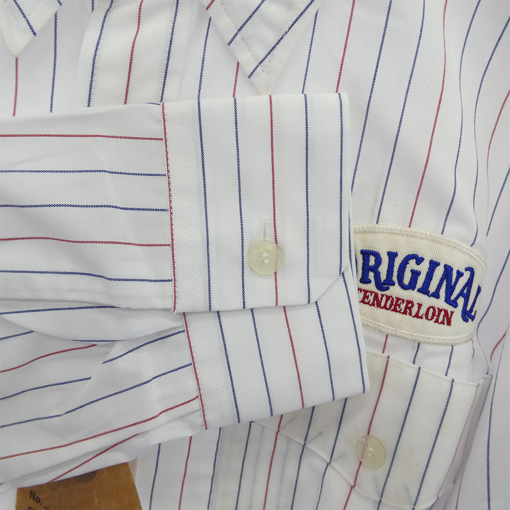 TENDERLOIN テンダーロイン T-WORK SHT U ロゴワッペン付き 長袖 ワークシャツ ストライプ ホワイト系 M【中古】