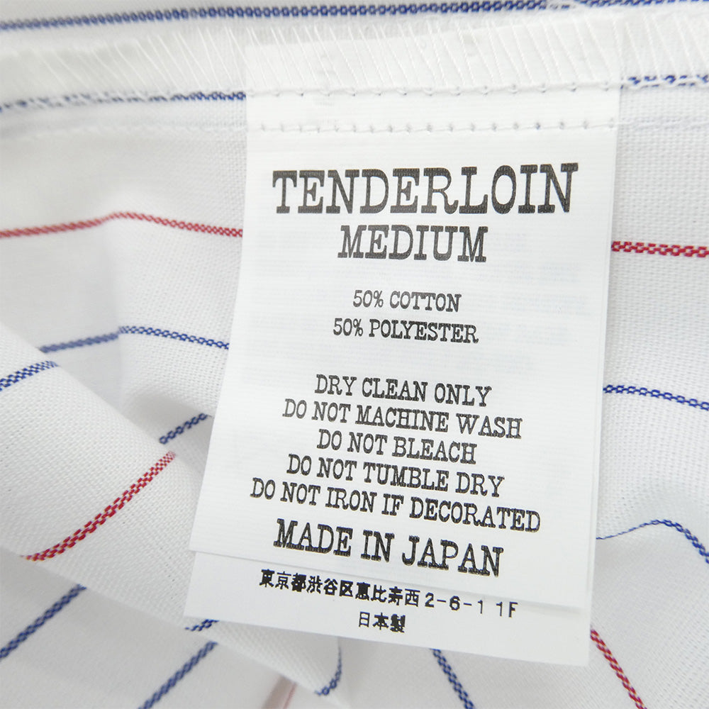 TENDERLOIN テンダーロイン T-WORK SHT U ロゴワッペン付き 長袖 ワークシャツ ストライプ ホワイト系 M【中古】
