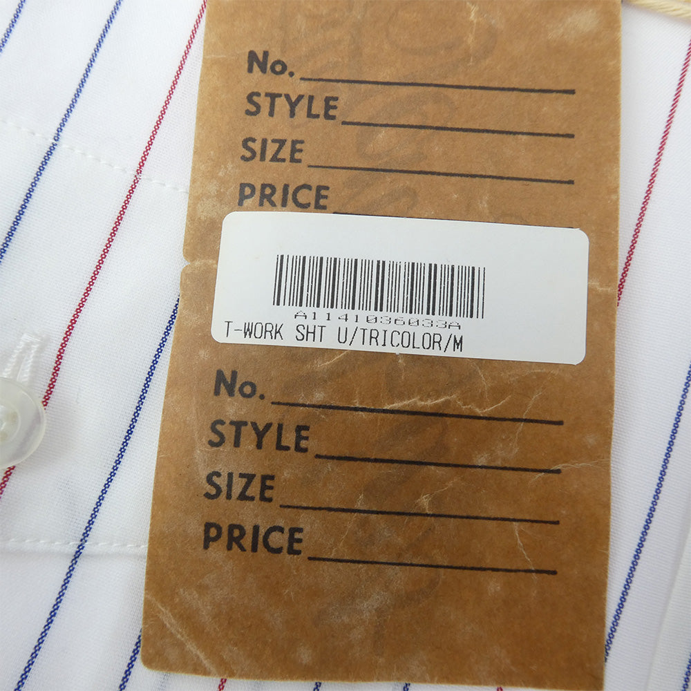 TENDERLOIN テンダーロイン T-WORK SHT U ロゴワッペン付き 長袖 ワークシャツ ストライプ ホワイト系 M【中古】