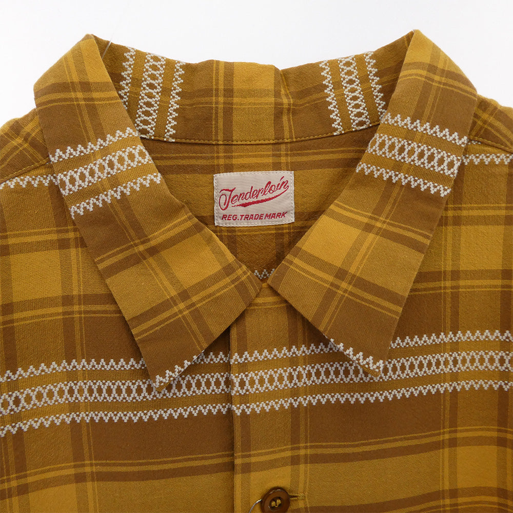 TENDERLOIN テンダーロイン T-CHECK SHT S/S チェック 半袖 オープンカラーシャツ マスタード イエロー系【中古】