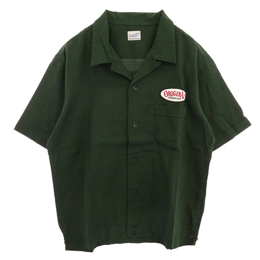 TENDERLOIN テンダーロイン T-BOWLS SHT 1 SHORT ロゴワッペン 半袖 オープンカラー ボーリングシャツ グリーン グリーン系 M【中古】