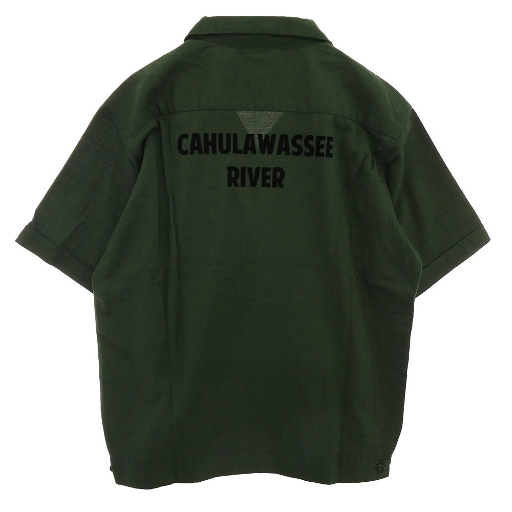 TENDERLOIN テンダーロイン T-BOWLS SHT 1 SHORT ロゴワッペン 半袖 オープンカラー ボーリングシャツ グリーン グリーン系 M【中古】