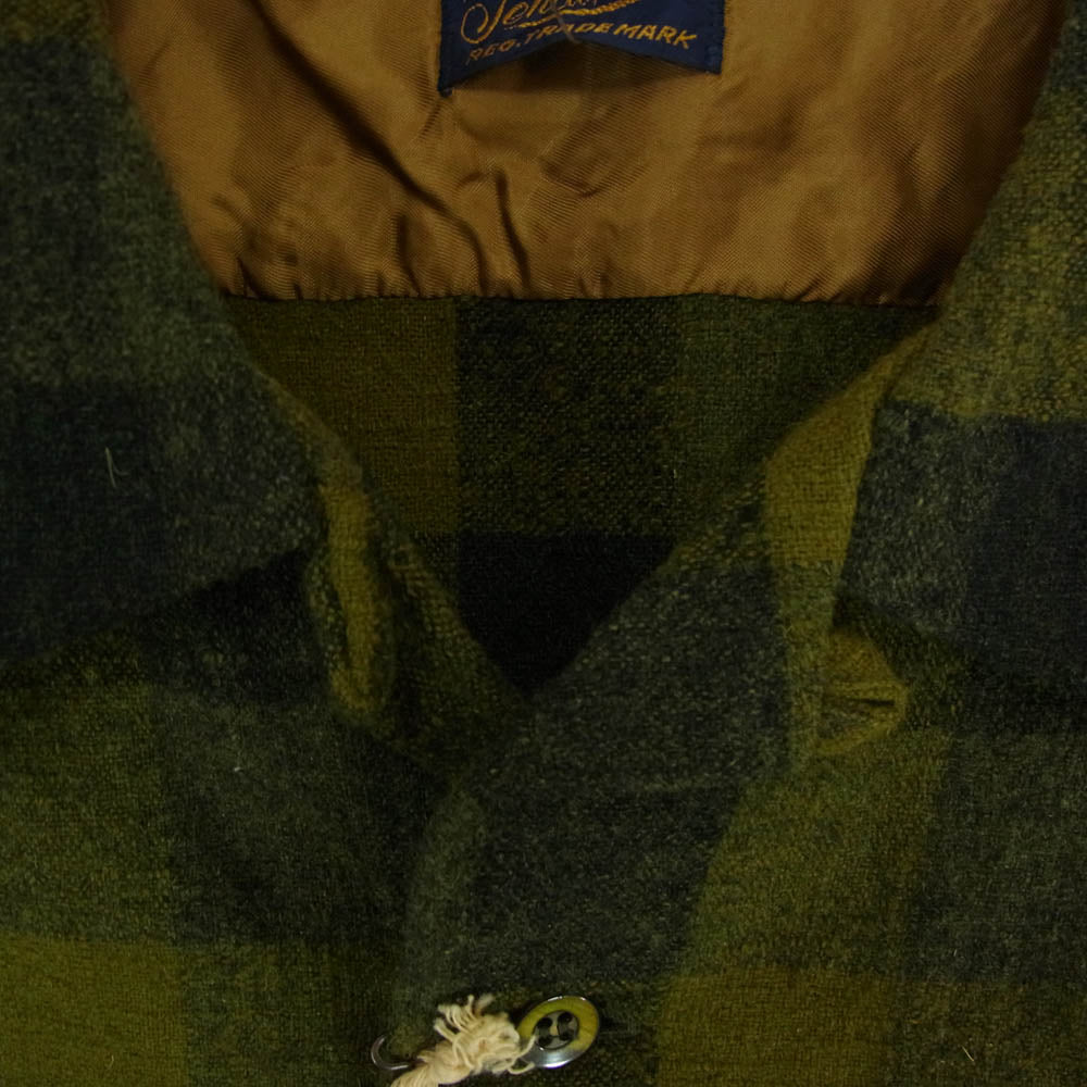 TENDERLOIN テンダーロイン T-WOOL SHT P ブロックチェック ウール 長袖 オープンカラーシャツ オリーブ グリーン系 M【中古】