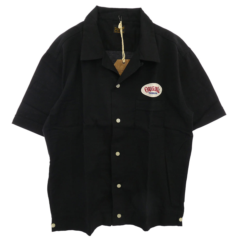 TENDERLOIN テンダーロイン T-BOWLS SHT 1 SHORT ロゴワッペン 半袖 オープンカラー ボーリングシャツ ブラック ブラック系 M【中古】