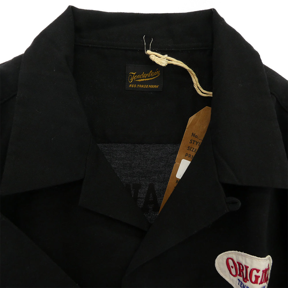 TENDERLOIN テンダーロイン T-BOWLS SHT 1 SHORT ロゴワッペン 半袖 オープンカラー ボーリングシャツ ブラック ブラック系 M【中古】