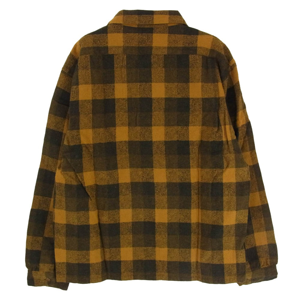 TENDERLOIN テンダーロイン T-WOOL SHT P ブロックチェック ウール 長袖 オープンカラーシャツ マスタード イエロー系 M【中古】