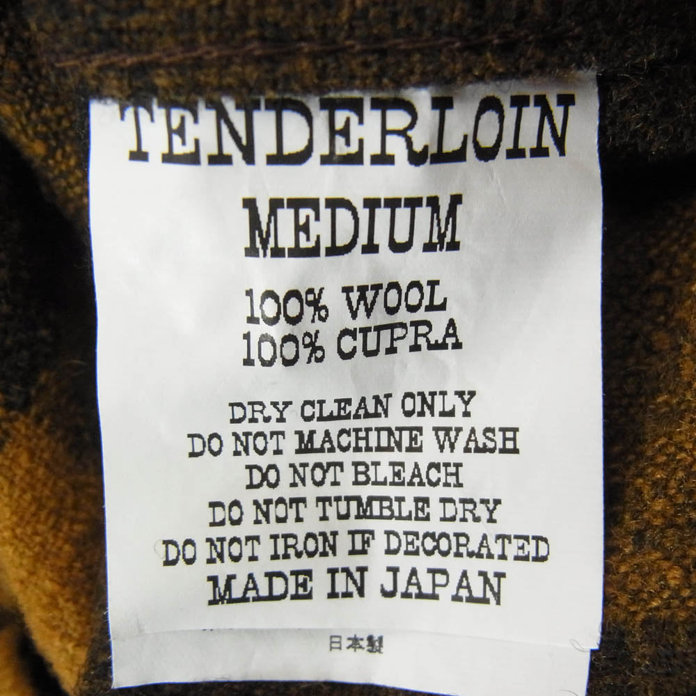 TENDERLOIN テンダーロイン T-WOOL SHT P ブロックチェック ウール 長袖 オープンカラーシャツ マスタード イエロー系 M【中古】
