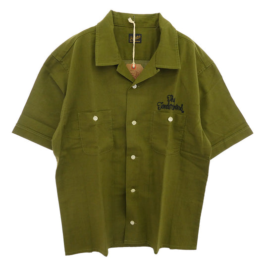 TENDERLOIN テンダーロイン T-BOWLS SHT S/S チェーン刺繍ロゴ 半袖 オープンカラー ボーリングシャツ カーキ モスグリーン系 M【中古】