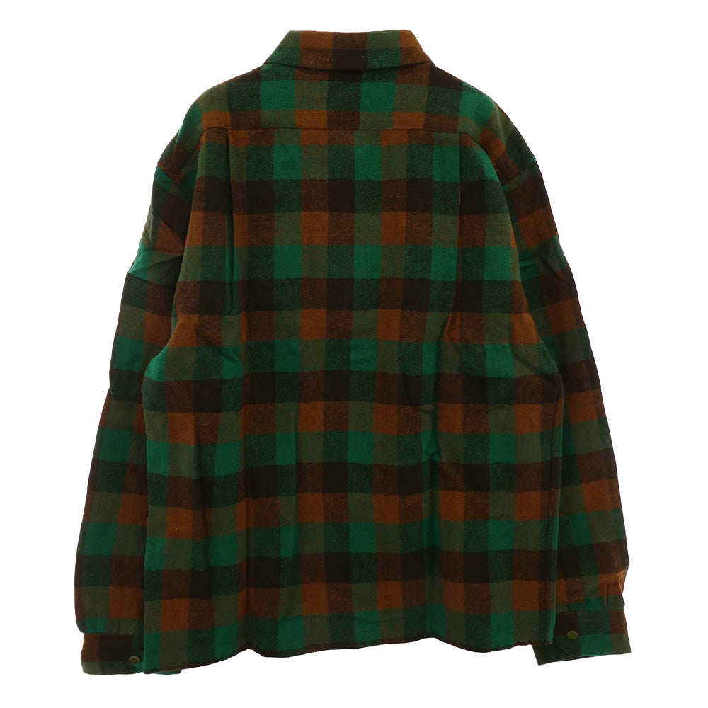 TENDERLOIN テンダーロイン T-WOOL SHT P ブロックチェック ウール 長袖 オープンカラーシャツ グリーン グリーン系 M【中古】