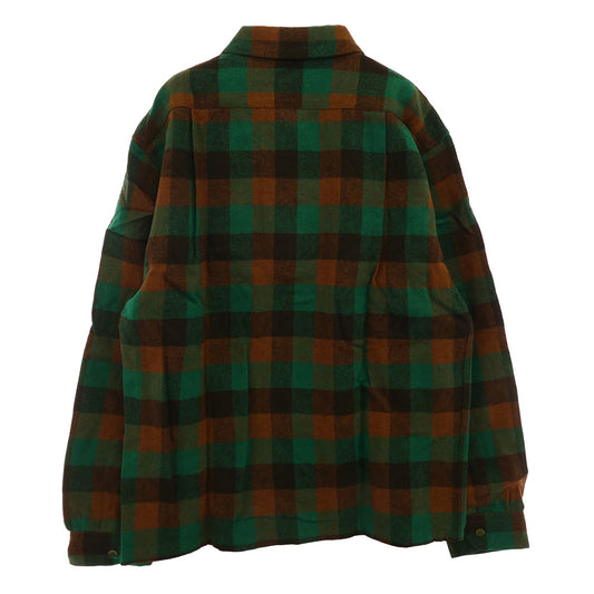 TENDERLOIN テンダーロイン T-WOOL SHT P ブロックチェック ウール 長袖 オープンカラーシャツ グリーン グリーン系 M【中古】