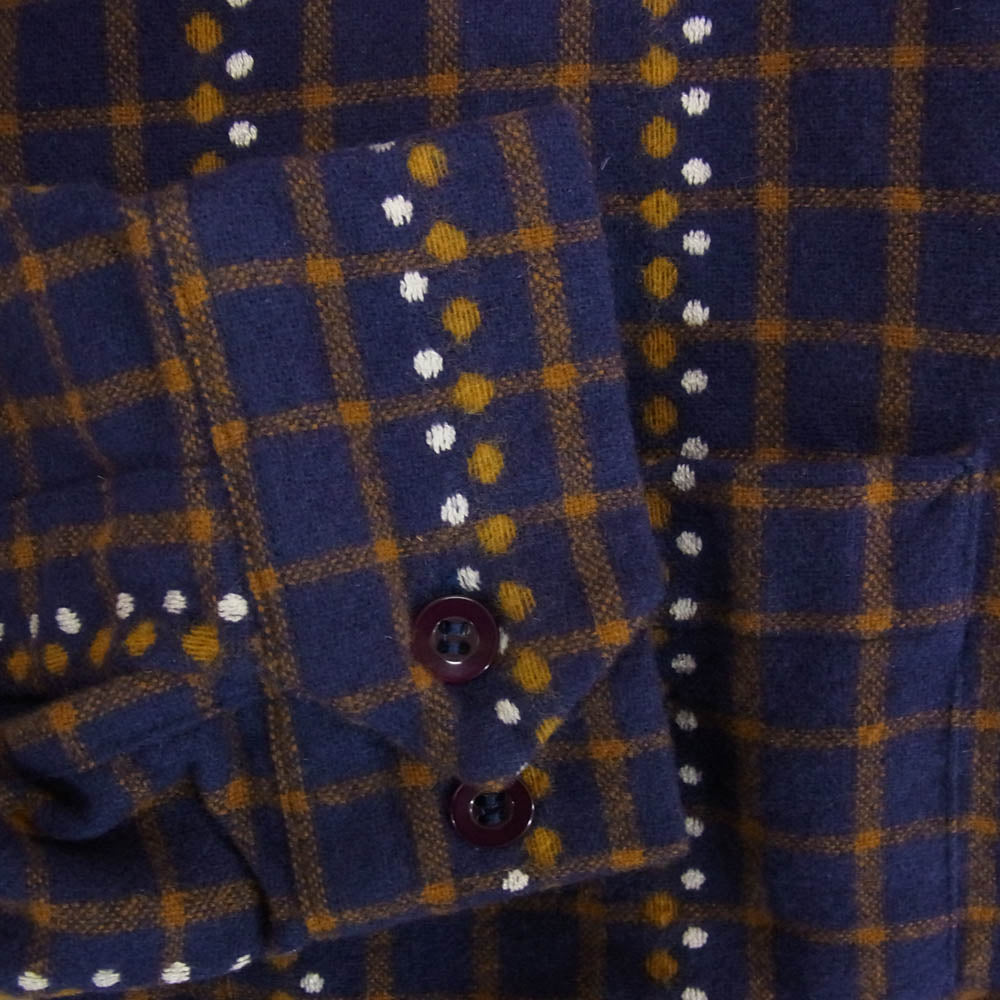 TENDERLOIN テンダーロイン T-WOOL SHT DOT ドットチェック ウール 長袖 オープンカラーシャツ ブルー系 M【中古】