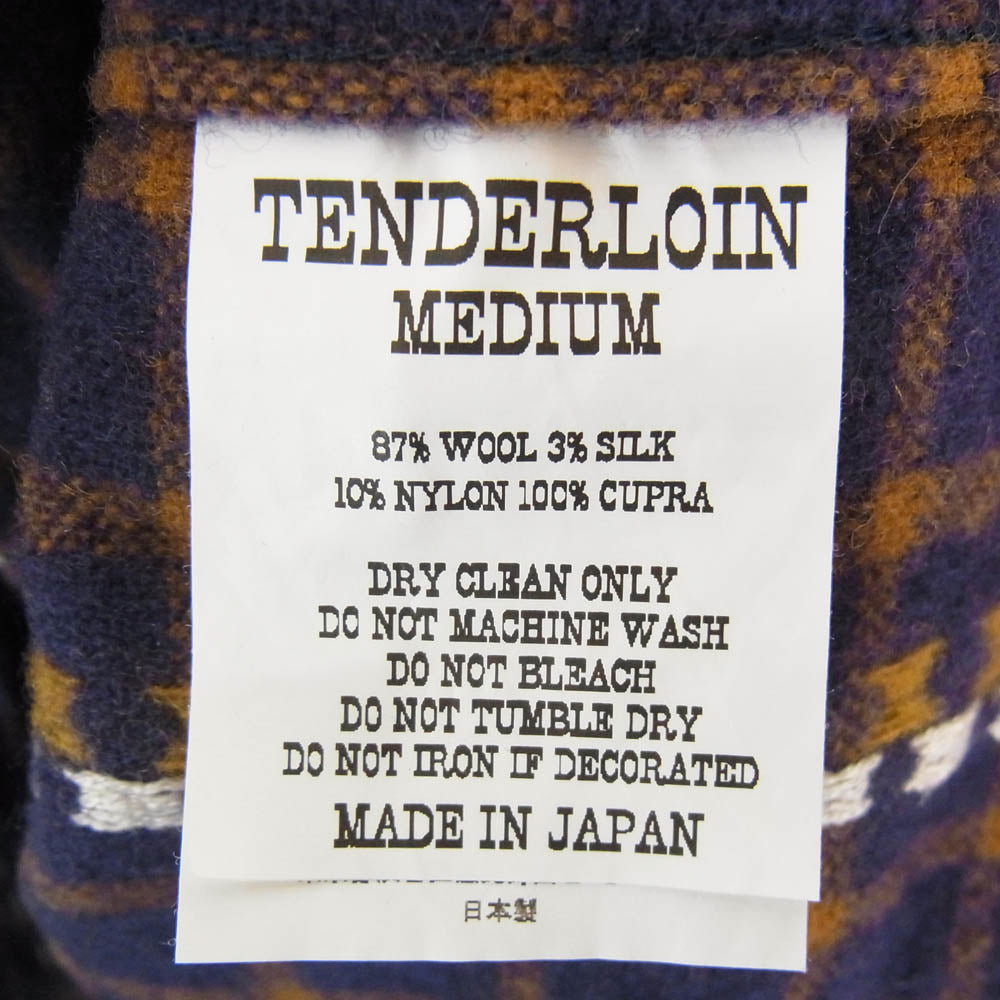 TENDERLOIN テンダーロイン T-WOOL SHT DOT ドットチェック ウール 長袖 オープンカラーシャツ ブルー系 M【中古】