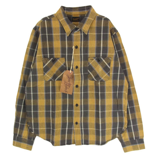 TENDERLOIN テンダーロイン T-HEAVY FLANNEL SHT チェック柄 ヘビーフランネル 長袖シャツ マスタード イエロー系 M【中古】