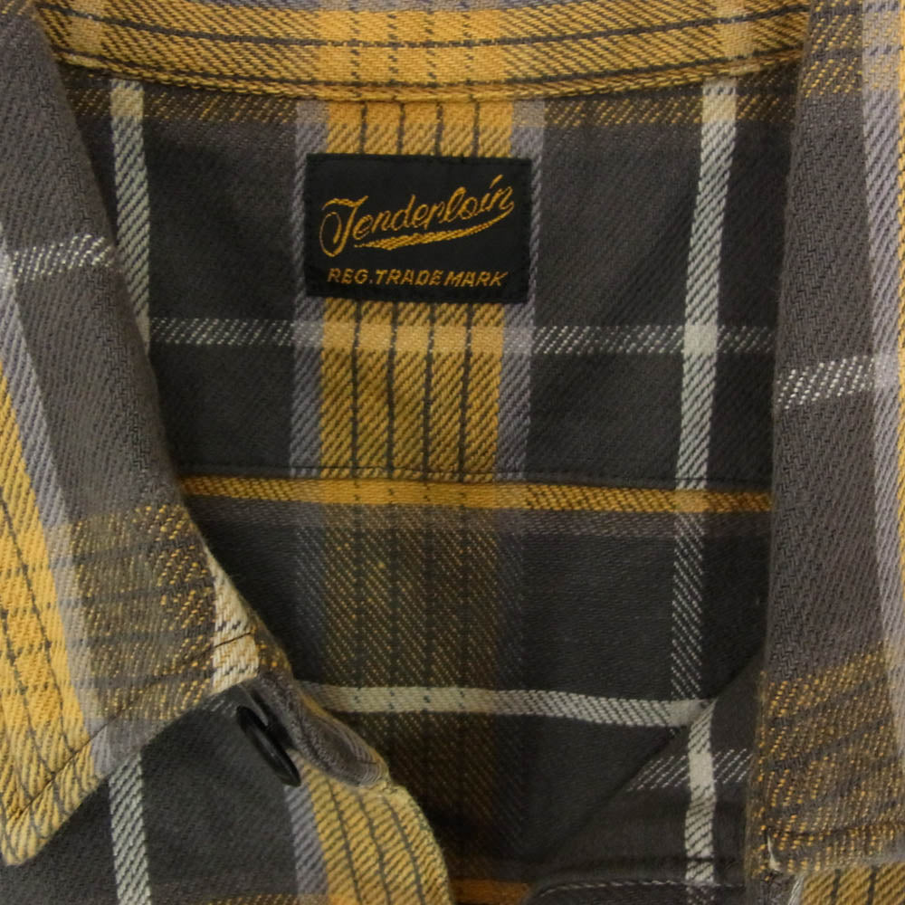 TENDERLOIN テンダーロイン T-HEAVY FLANNEL SHT チェック柄 ヘビーフランネル 長袖シャツ マスタード イエロー系 M【中古】