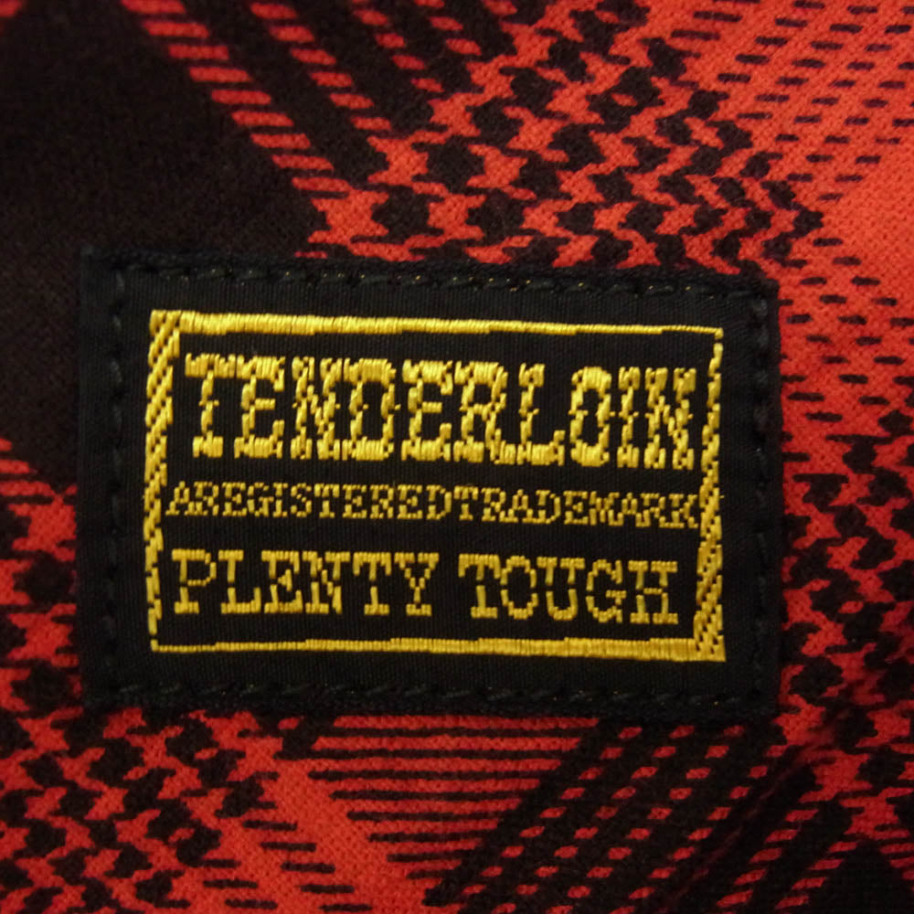 TENDERLOIN テンダーロイン T- FLANNEL チェーン刺繍ロゴ チェック柄 プリントフランネル 長袖シャツ レッド系 S【新古品】【未使用】【中古】