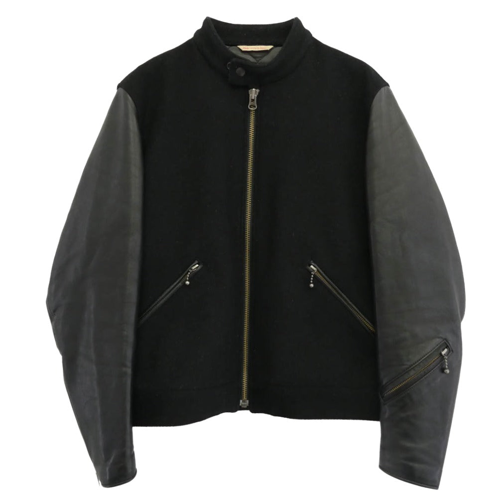 リップラップ SWITHCING RIDERS JKT スイッチング シングルライダース 袖カウハイド切替 レザー メルトン ジャケット ブラック系 M【中古】