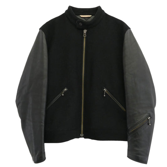 リップラップ SWITHCING RIDERS JKT スイッチング シングルライダース 袖カウハイド切替 レザー メルトン ジャケット ブラック系 M【中古】