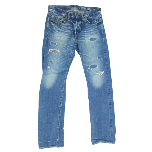 HYSTERIC GLAMOUR ヒステリックグラマー 0243AP17 SP加工 小窓 リメイク セルビッチ ダメージ デニム パンツ インディゴブルー系 31【中古】