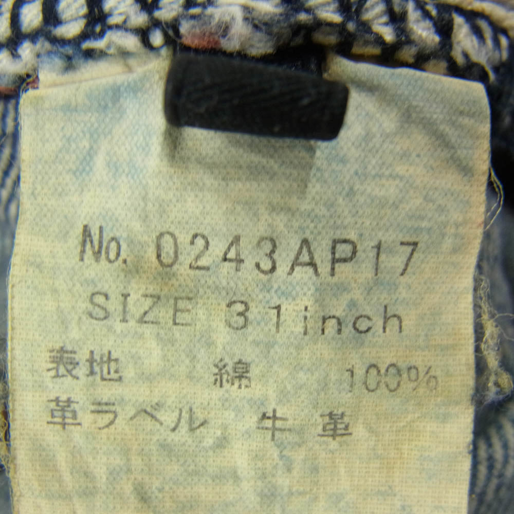 HYSTERIC GLAMOUR ヒステリックグラマー 0243AP17 SP加工 小窓 リメイク セルビッチ ダメージ デニム パンツ インディゴブルー系 31【中古】