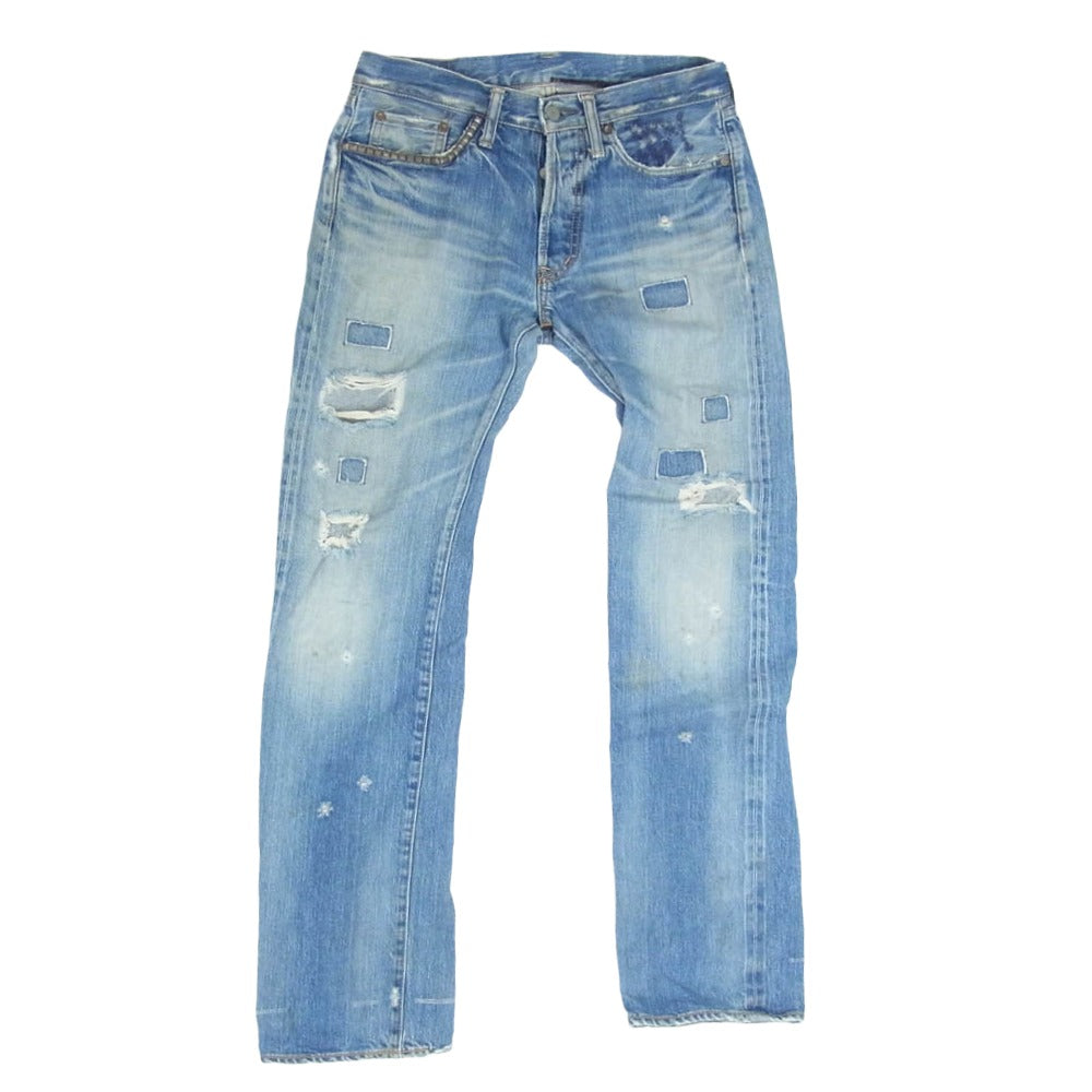 HYSTERIC GLAMOUR ヒステリックグラマー SP加工 小窓 リメイク ダメージ加工 ボタンフライ デニム パンツ インディゴブルー系 30【中古】