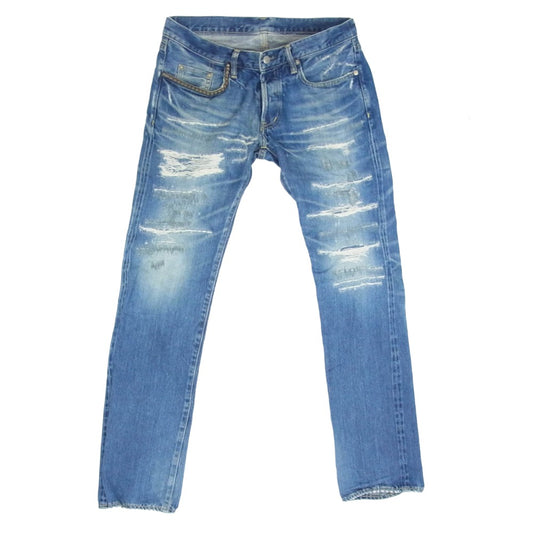 HYSTERIC GLAMOUR ヒステリックグラマー 0222AP05 VSR加工 スタッズ クラッシュ デニム パンツ インディゴブルー系 32【中古】
