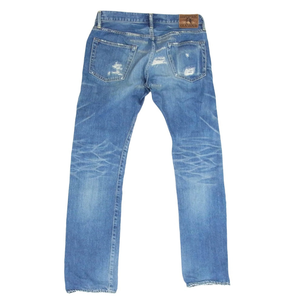 HYSTERIC GLAMOUR ヒステリックグラマー 0222AP05 VSR加工 スタッズ クラッシュ デニム パンツ インディゴブルー系 32【中古】