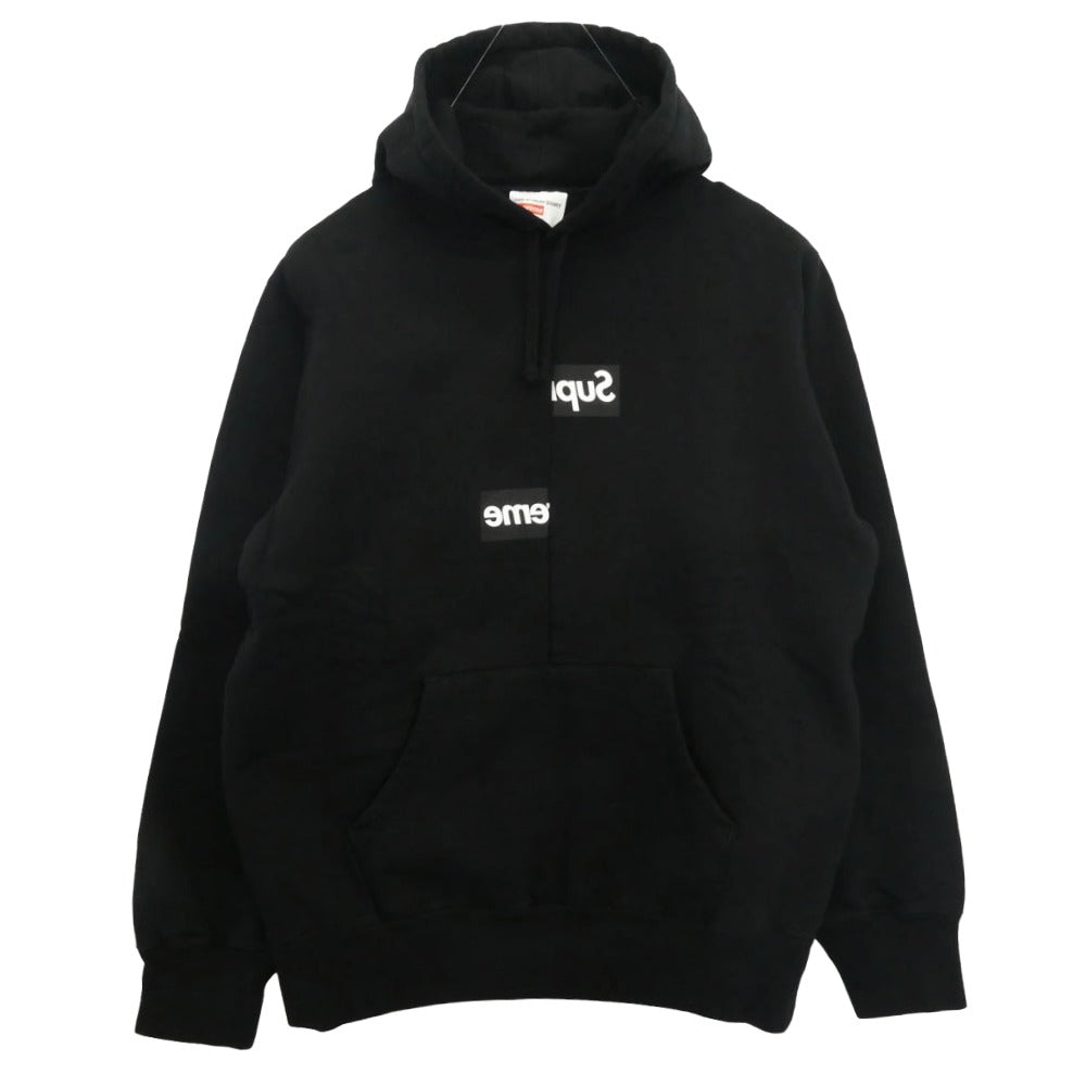 Supreme シュプリーム 18AW COMME des GARCONS SHIRT Split Box Logo Hooded Sweatshirt コムデギャルソン ロゴ プリント プルオーバー フーディー ブラック系 L【極上美品】【中古】