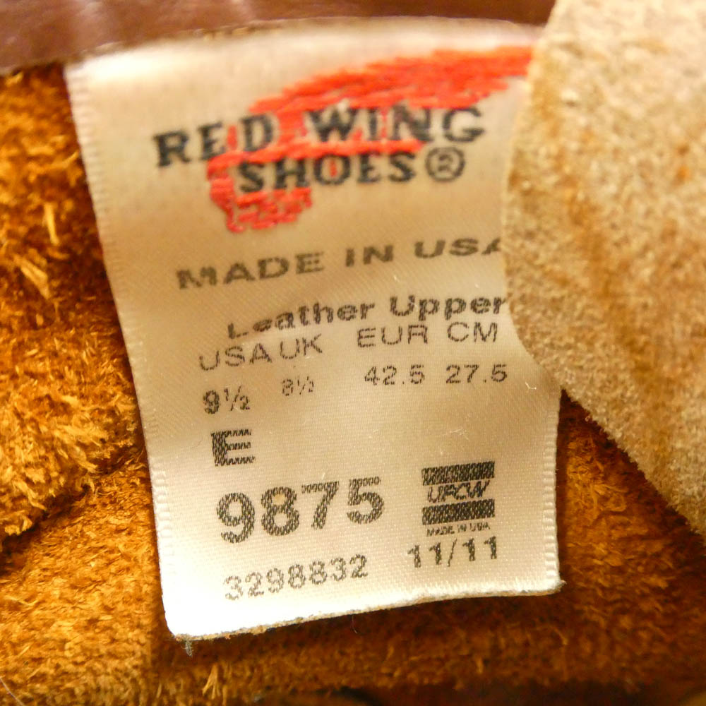 RED WING レッドウィング 9875 6-inch CLASSIC MOC TOE インチ クラシック モック トゥ IRISH SETTER アイリッシュ セッター 復刻犬タグ ブーツ ブラウン系 27.5cm【中古】