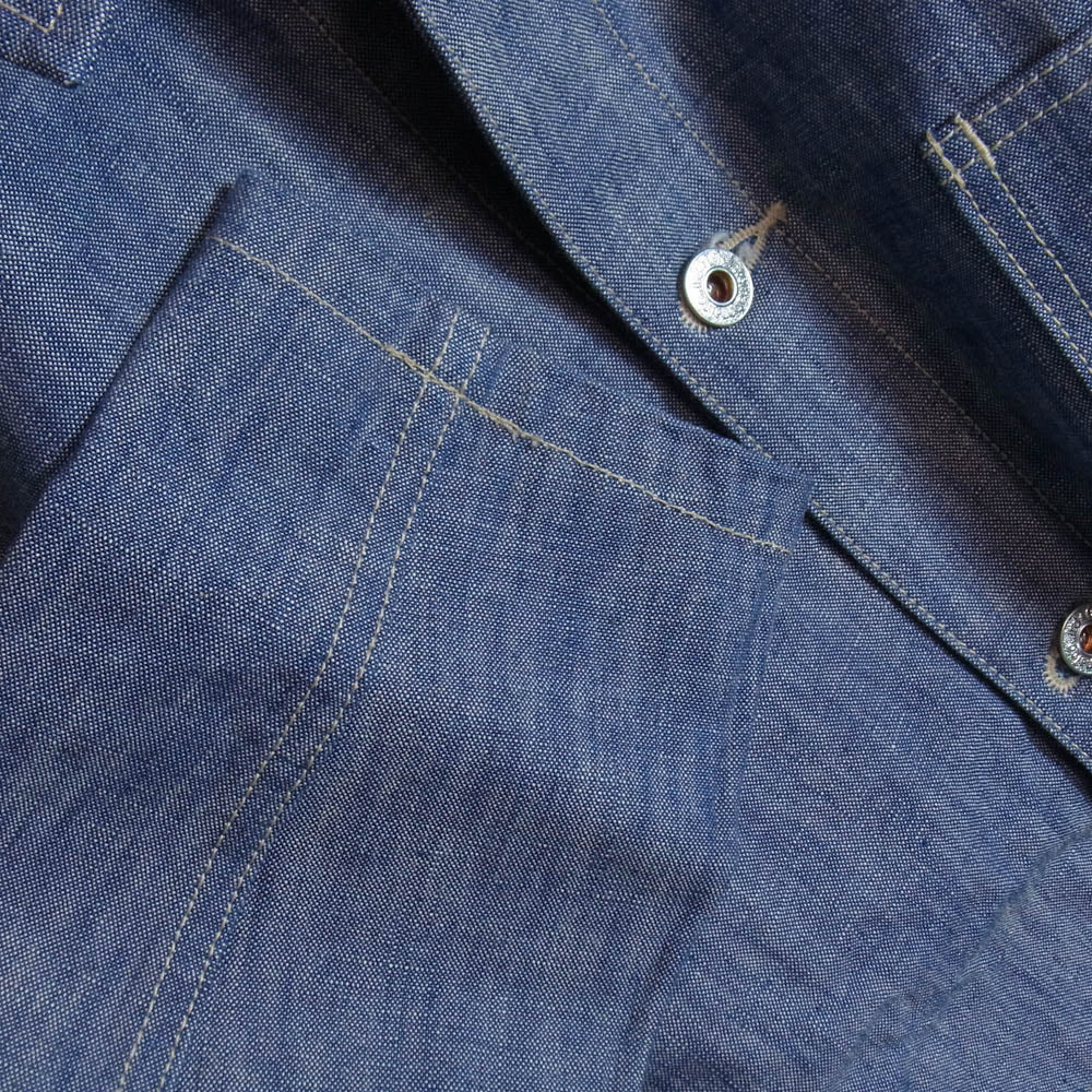 ONI DENIM 鬼デニム ONI-03501-SHVCH 13oz Super Heavy Chambray スーパーヘビーシャンブレー ワークジャケット カバーオール インディゴブルー系 40【極上美品】【中古】