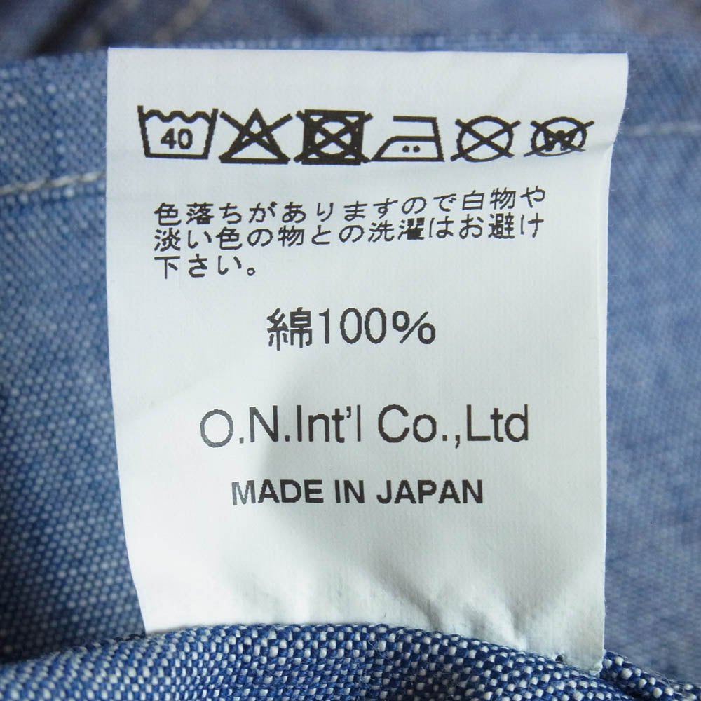 ONI DENIM 鬼デニム ONI-03501-SHVCH 13oz Super Heavy Chambray スーパーヘビーシャンブレー ワークジャケット カバーオール インディゴブルー系 40【極上美品】【中古】