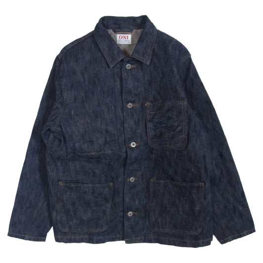 ONI DENIM 鬼デニム ONI-03502-鬼KASE Coveralls 16oz Natural Indigo ONI-KASE 枷 かせ 染め デニム ジャケット カバーオール インディゴブルー系 42【極上美品】【中古】
