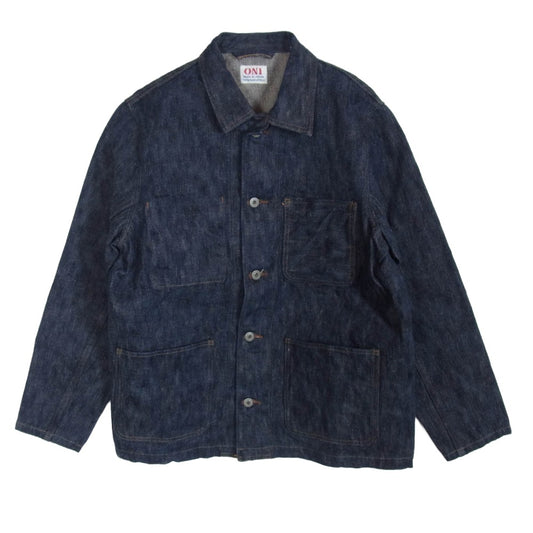 ONI DENIM 鬼デニム ONI-03502-鬼KASE Coveralls 16oz Natural Indigo ONI-KASE 枷 かせ 染め デニム ジャケット カバーオール インディゴブルー系 42【極上美品】【中古】