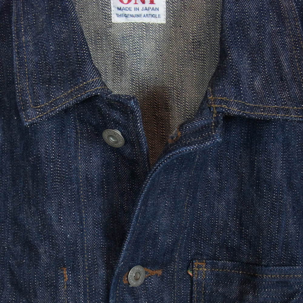 ONI DENIM 鬼デニム ONI-03502-鬼KASE Coveralls 16oz Natural Indigo ONI-KASE 枷 かせ 染め デニム ジャケット カバーオール インディゴブルー系 42【極上美品】【中古】