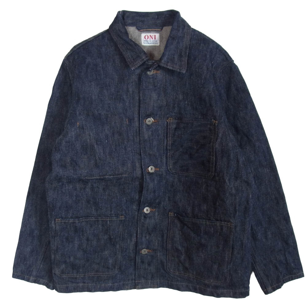 ONI DENIM 鬼デニム ONI-03502-鬼KASE Coveralls 16oz Natural Indigo ONI-KASE 枷 かせ 染め デニム ジャケット カバーオール インディゴブルー系 42【極上美品】【中古】