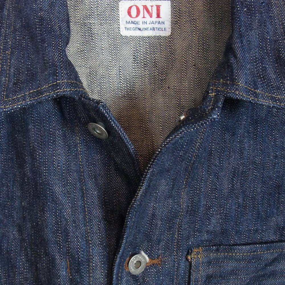ONI DENIM 鬼デニム ONI-03502-鬼KASE Coveralls 16oz Natural Indigo ONI-KASE 枷 かせ 染め デニム ジャケット カバーオール インディゴブルー系 42【極上美品】【中古】