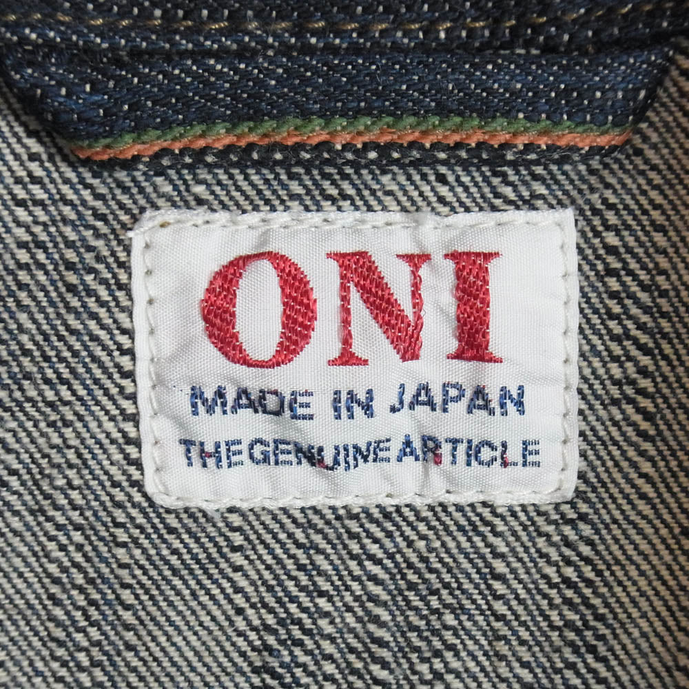 ONI DENIM 鬼デニム ONI-03502-鬼KASE Coveralls 16oz Natural Indigo ONI-KASE 枷 かせ 染め デニム ジャケット カバーオール インディゴブルー系 42【極上美品】【中古】