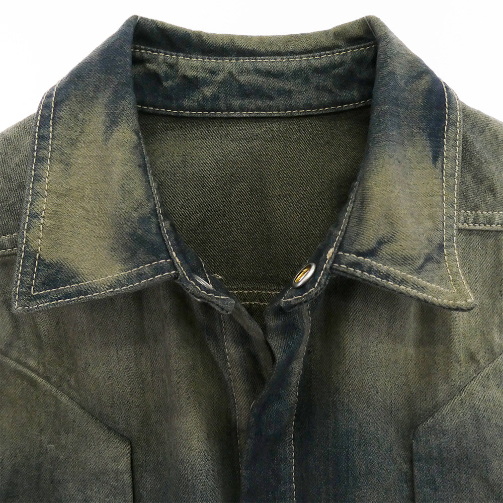 Rick Owens リックオウエンス 25AW RU02E1237-DKDEG FOGPOCKET OUTERSHIRT フォグポケット アウターシャツ デニム ジャケット ダークネイビー系 インディゴブルー系 38 48【美品】【中古】