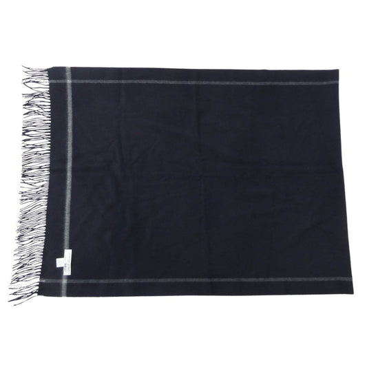 ジョンストンズオブエルガン ロンハーマン別注 カシミヤ フリンジ マフラー ストール ネイビー系【中古】