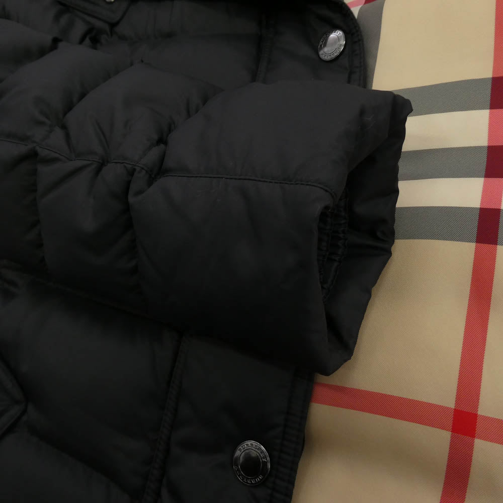 BURBERRY LONDON バーバリー ロンドン B1C10-853-10 フード着脱可 メガノバチェック ダウンコート ジャケット ブラック系 36【中古】