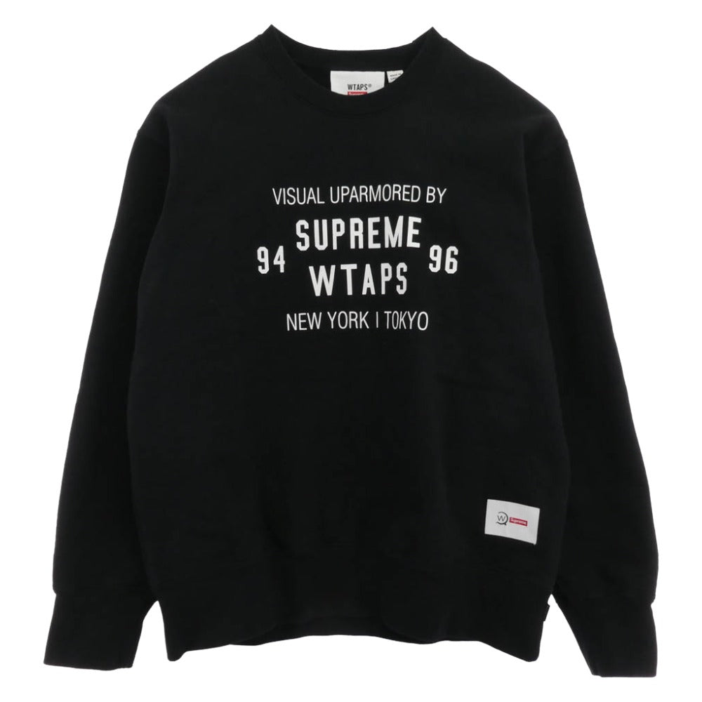 Supreme シュプリーム 21AW x WTAPS Crewneck Sweat ダブルタップス クルーネック ロゴ スウェット ブラック系 M【中古】