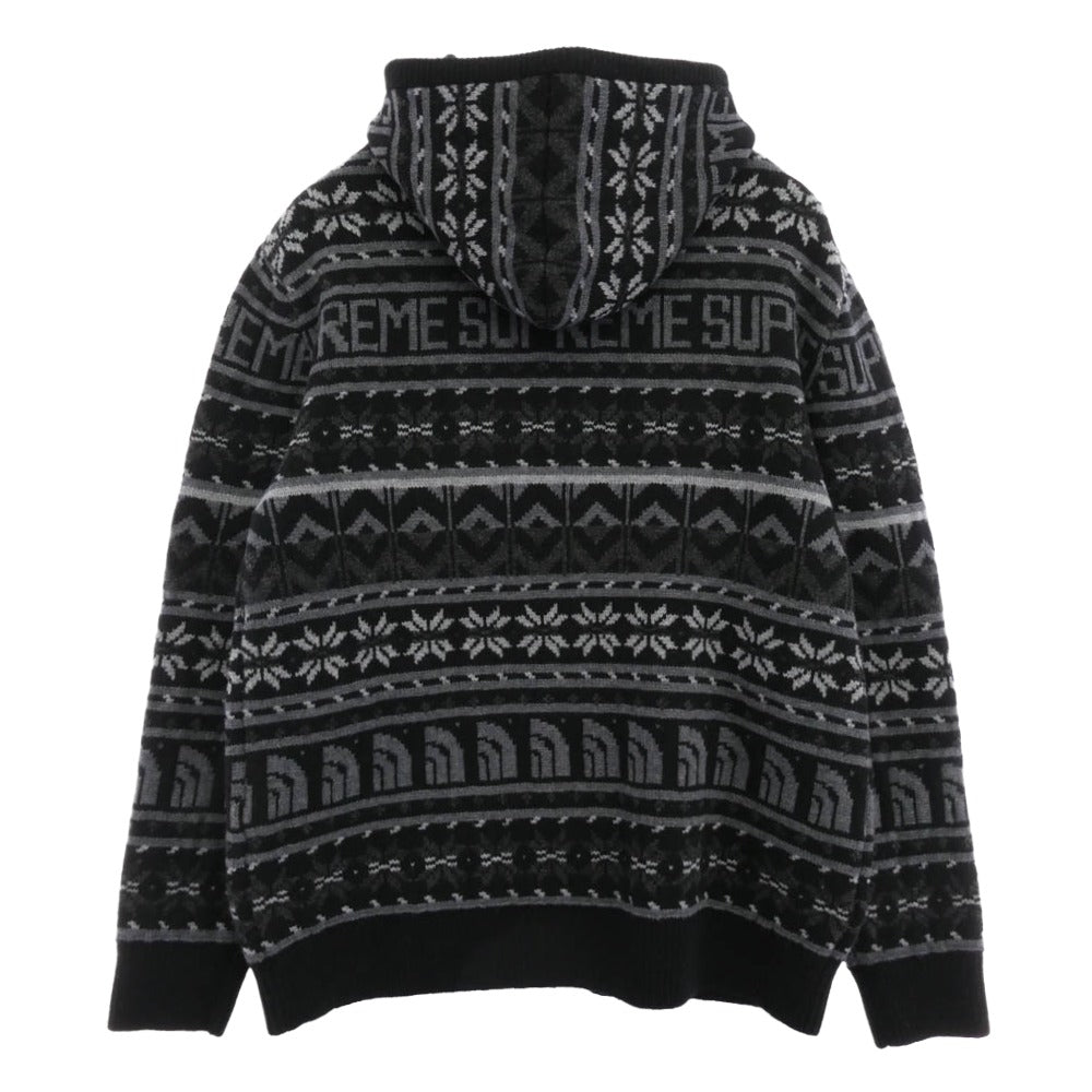 Supreme シュプリーム 22AW NT522121 × THE NORTH FACE Zip Up Hooded Sweater ジップアップ フーデッド セーター ニット パーカー ブラック系 グレー系 L【美品】【中古】