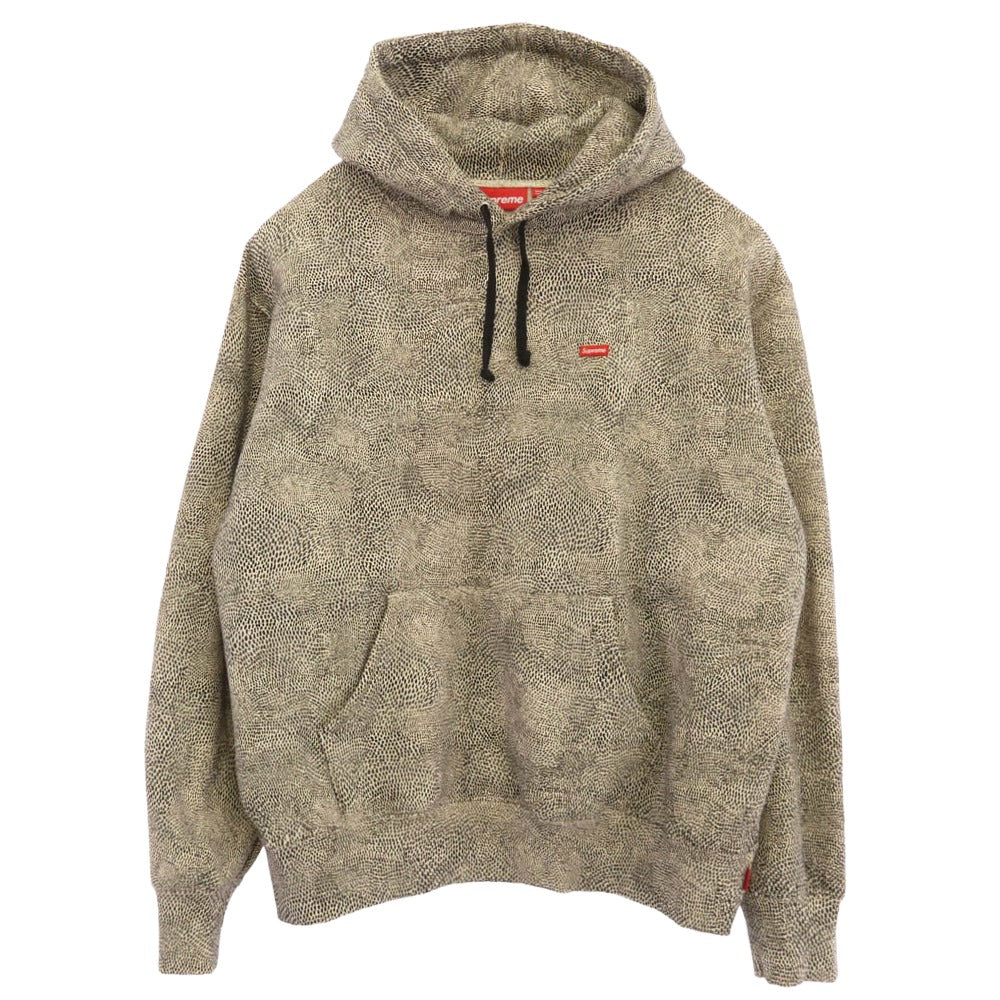 Supreme シュプリーム 25SS Small Box Hooded Sweatshirt Snakeskin スモールボックスロゴ プルオーバーパーカー フーディー スネークスキン ブラック系 ホワイト系 M【美品】【中古】