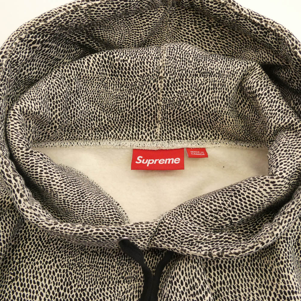 Supreme シュプリーム 25SS Small Box Hooded Sweatshirt Snakeskin スモールボックスロゴ プルオーバーパーカー フーディー スネークスキン ブラック系 ホワイト系 M【美品】【中古】