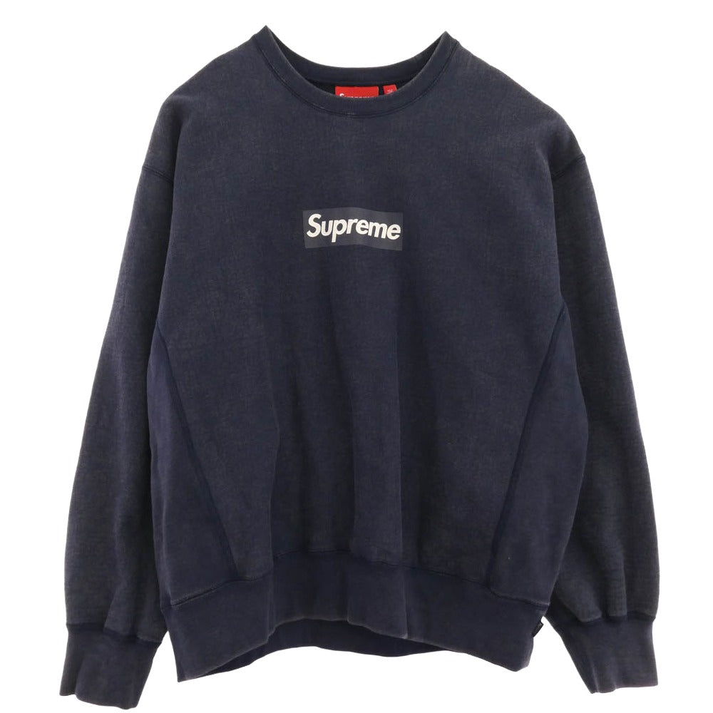 Supreme シュプリーム 25SS Washed Box Logo Crewneck Sweat shirt ウォッシュド ボックス ロゴ クルーネック スウェット シャツ ネイビー ネイビー系 L【極上美品】【中古】