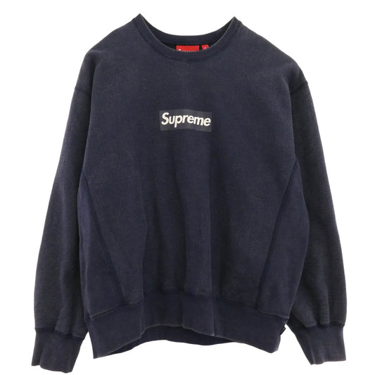 Supreme シュプリーム 25SS Washed Box Logo Crewneck Sweat shirt ウォッシュド ボックス ロゴ クルーネック スウェット シャツ ネイビー ネイビー系 L【極上美品】【中古】