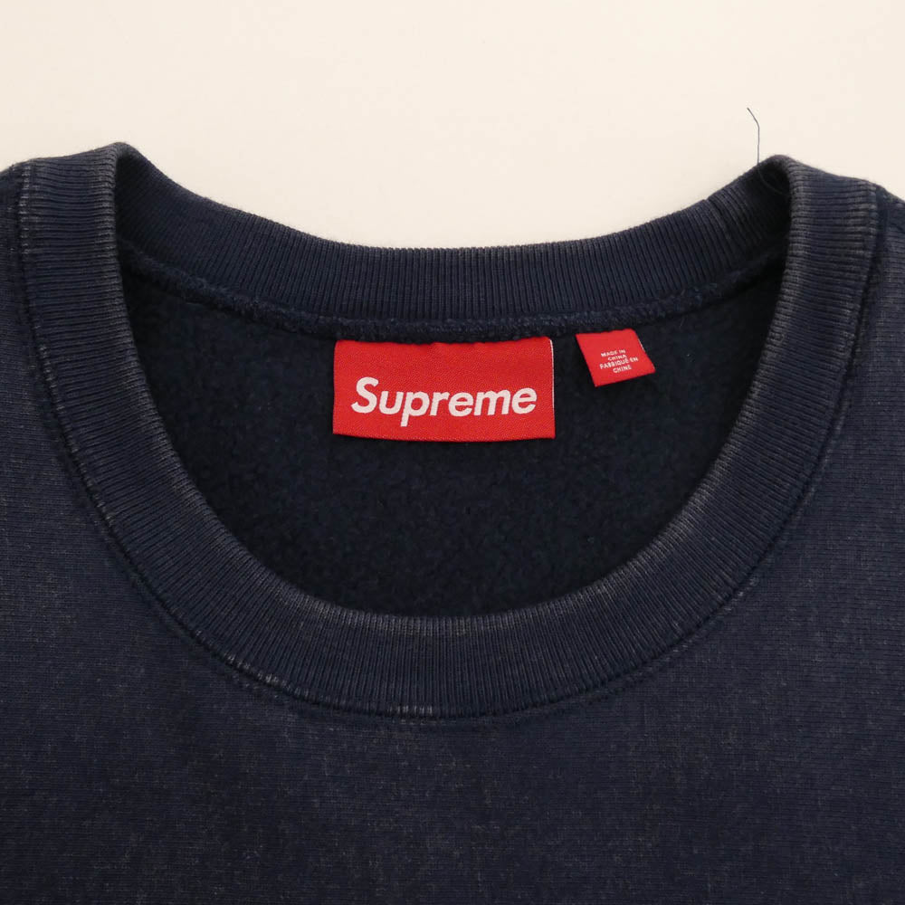 Supreme シュプリーム 25SS Washed Box Logo Crewneck Sweat shirt ウォッシュド ボックス ロゴ クルーネック スウェット シャツ ネイビー ネイビー系 L【極上美品】【中古】