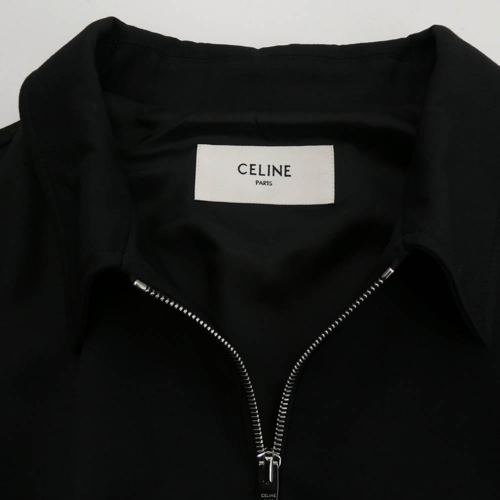 CELINE セリーヌ C447204 2409 イタリア製 トリンオンフ刺繍 スイングトップ ジップアップ ジャケット ブルゾン ブラック系 54【極上美品】【中古】